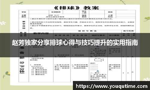 赵芳独家分享排球心得与技巧提升的实用指南